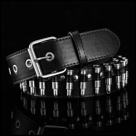 Studded Belt with Bullet Rivets, PU Leather, Adjustable Goth Style